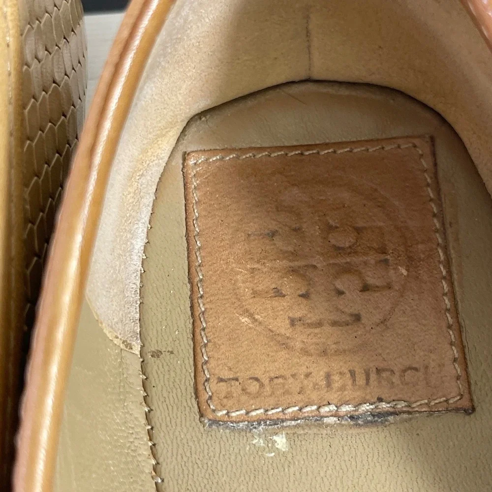 Tory Burch Brown Snakeskin Embossed Leather Ballet‎ Flats Slip On Women's 8.5 M